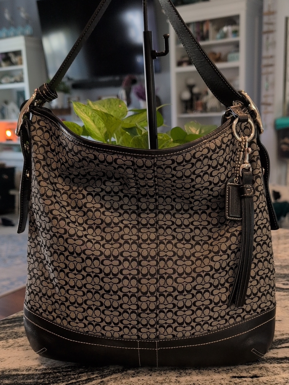 Coach Soho Mini C Signature Canvas Hobo Shoulder Crossbody Bag - VINTAGE